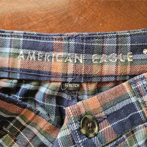 American Eagle Outfitters Super Hi-Rise Skinny Trouser Blue Plaid Ankle Pants 2 - Picture 11 of 13